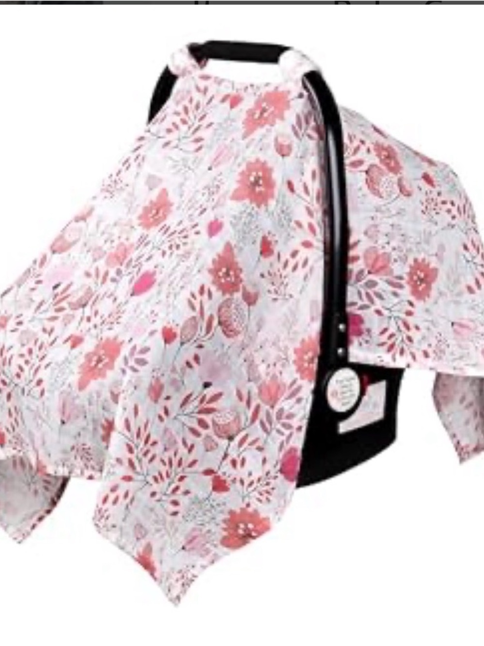 Floral Pink Baby Car Seat Canopy - Breathable Nursing Cover